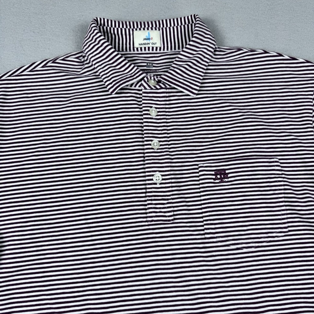 Johnnie-O Hangin' Out Polo Texas A&M Men M Maroon Short Sleeve Pocket Gameday